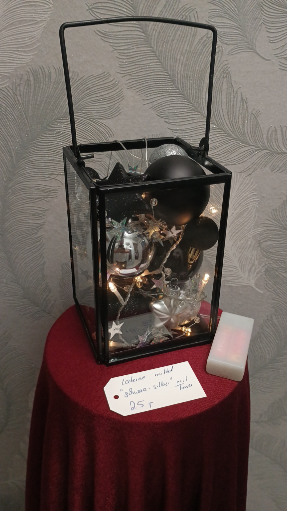 1047 - Laterne Mittel Schwarz Silber