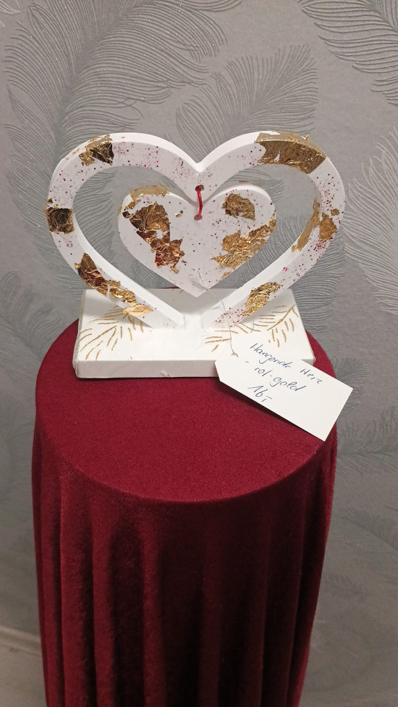 1055 - Hängendes Herz Rot Gold