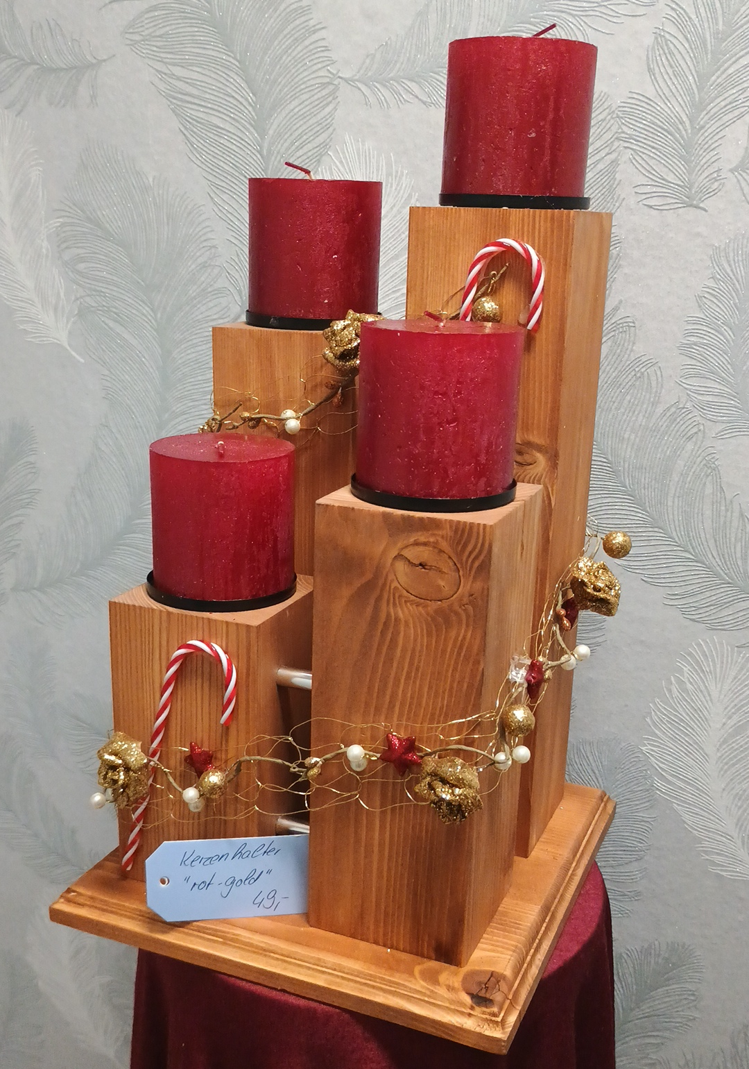 1101 - Kerzenhalter Rot Gold