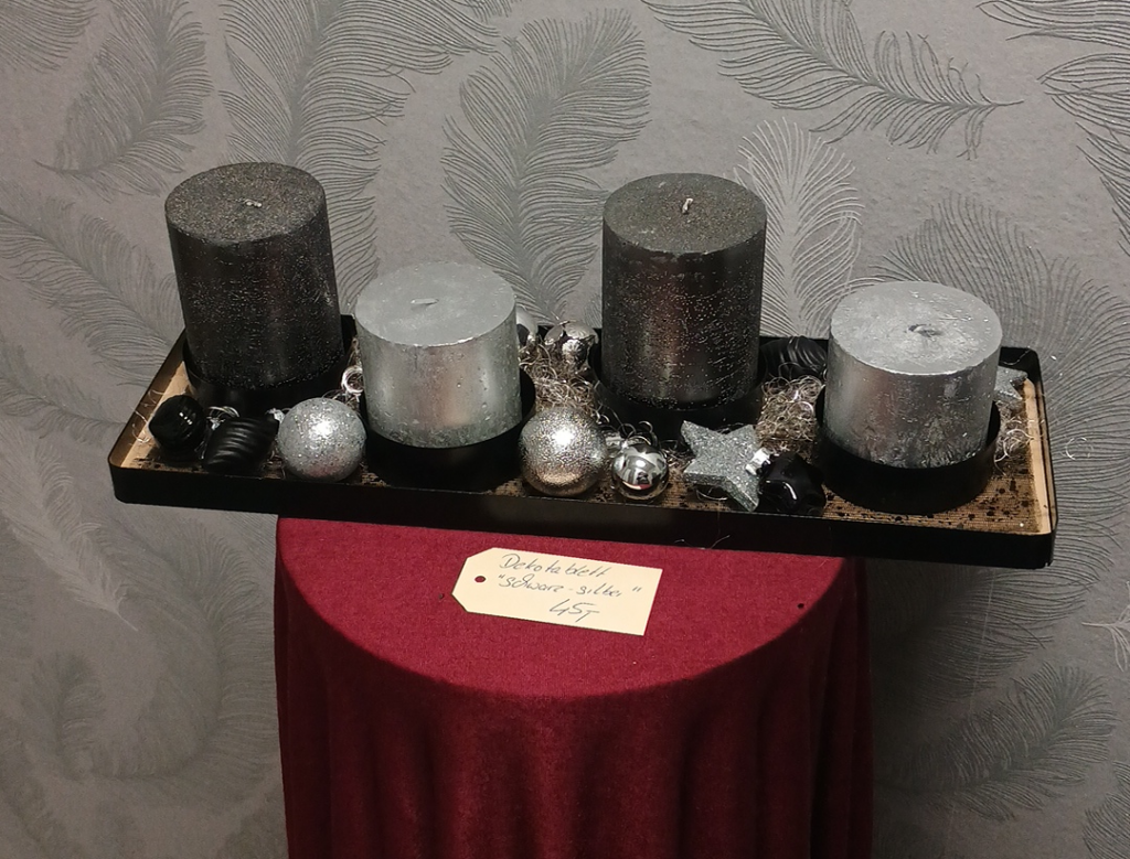 1109 - Dekotablett Schwarz Silber