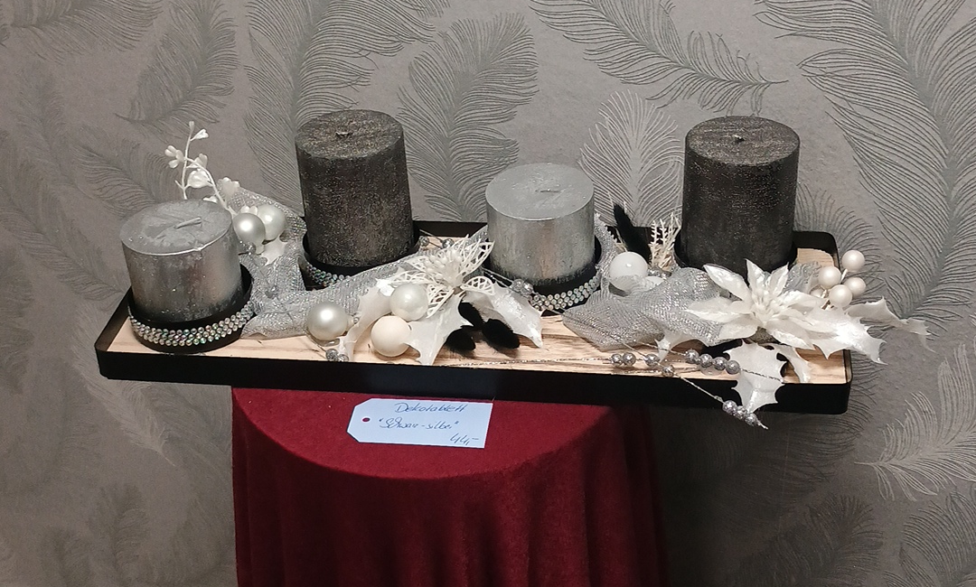 1116 - Dekotablett Schwarz Silber